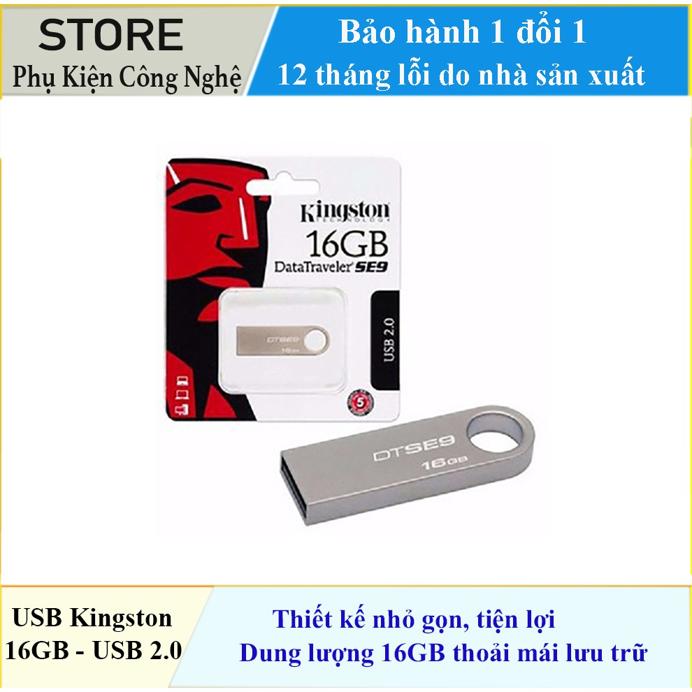 USB Kingston 16 GB Data Traveler SE9 nhỏ gọn tiện lợi - USB 2.0