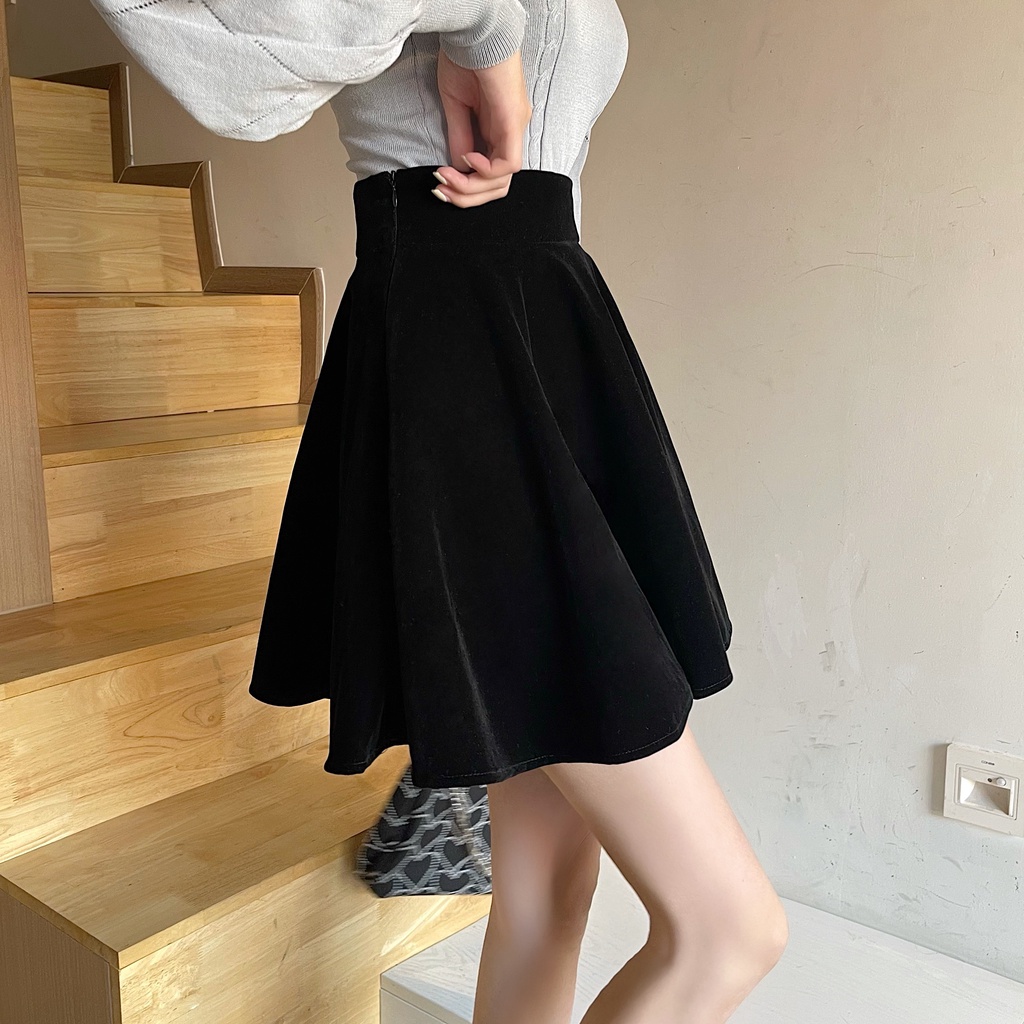 CHÂN VÁY NHUNG NGẮN DÁNG XÒE BIGSIZE