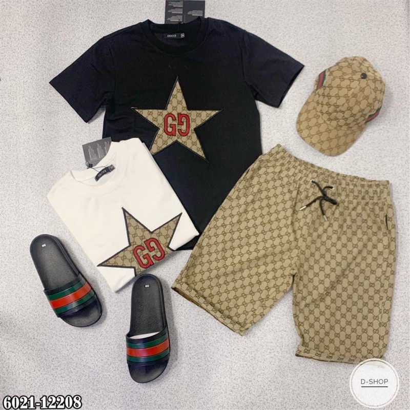 Bộ Mặc Hè Cotton Gc Pha Thêu Ngôi Sao Vân Chữ Chéo