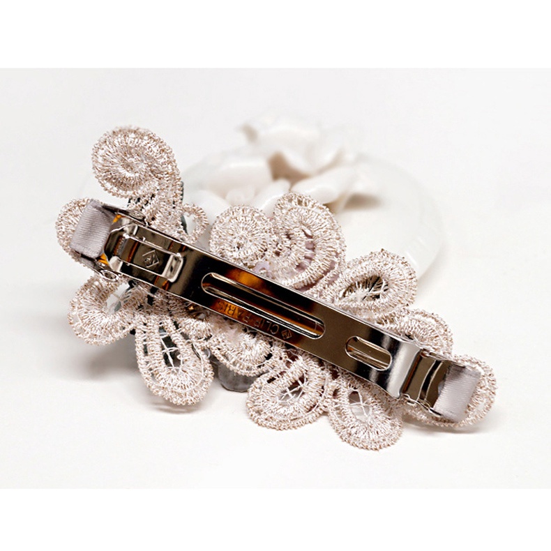 Kẹp Tóc Đính Nơ Ren Hoa Thời Trang Cho Nữ
