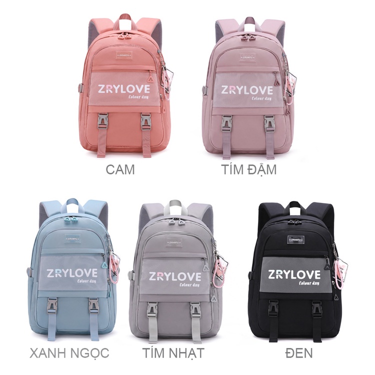 Balo nữ đi học đựng laptop 15.6inch màu pastel thời trang ulzzang hàn quốc vải cao cấp chống nước 9371