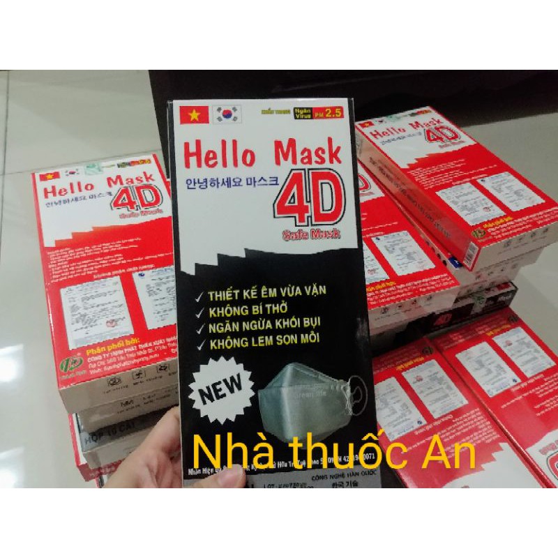 hộp 10 cái khẩu trang 4d cao cấp Hàn Quốc Hello mask