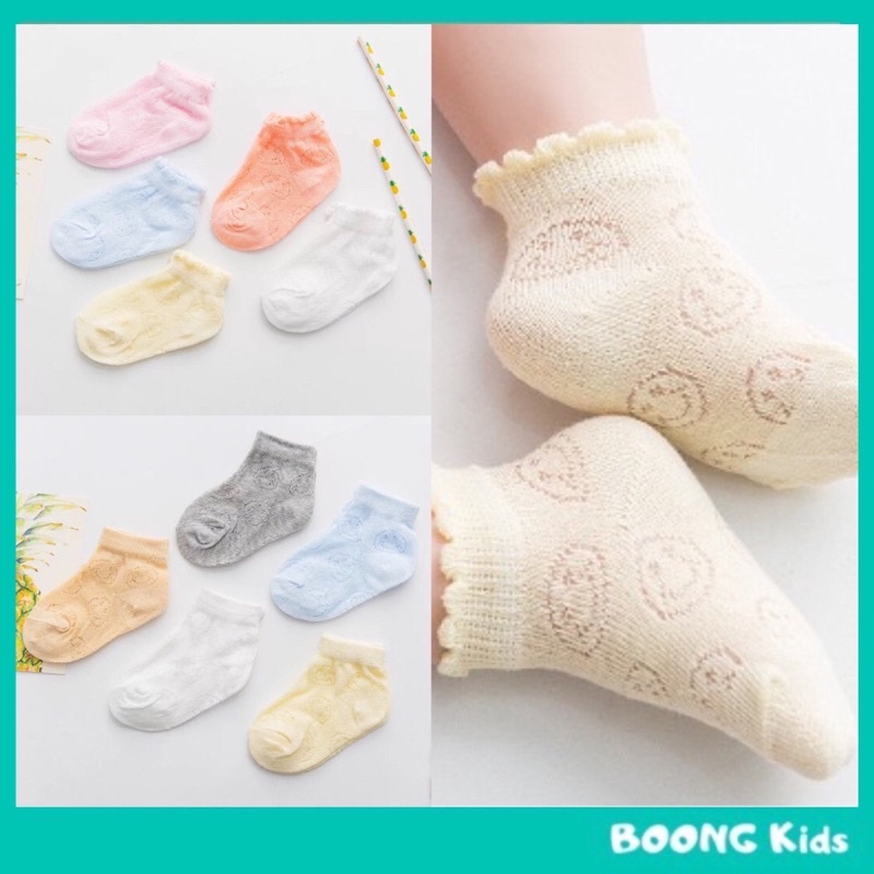 Tất lưới hè cổ ngắn cotton mềm mại cho bé 0-3 tuổi