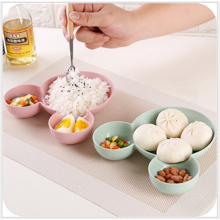 Bộ đồ ăn trẻ em dễ Đĩa Ăn Hình Chuột Hoạt Hình Dễ Thương Chia Ngăn Cho Trẻ Em
