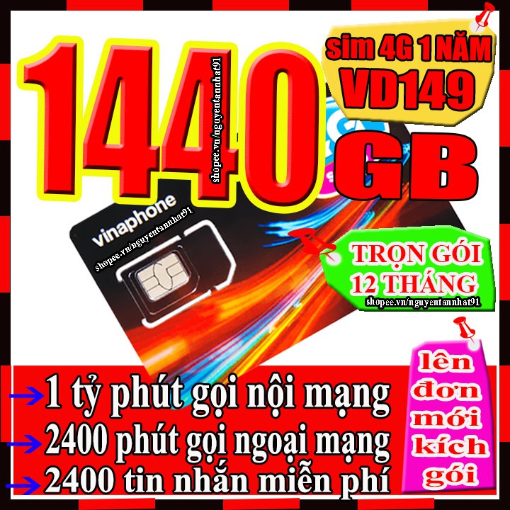 Sim 4G Vina VD89 VD149 Miễn Phí Data 2GB - 4GB 1 Ngày Và Gọi 12 Tháng Không Cần Nạp Tiền