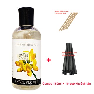 Combo 10 que khuếch tán tinh dầu + 1 chai tinh dầu nước hoa bổ sung thay thế 180ml