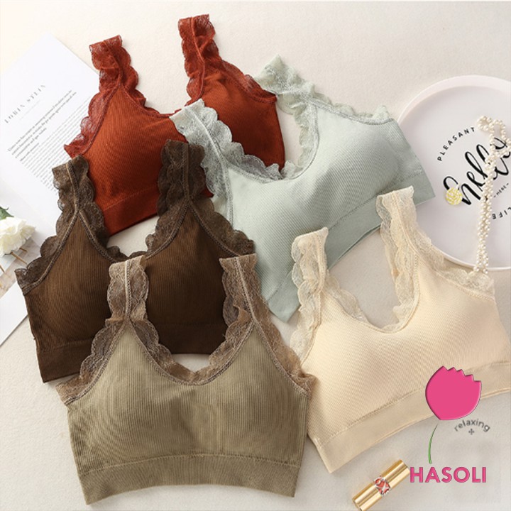 Áo Lót Bra Cotton 2 Dây Ren Len Tăm Yoga Gym AL23