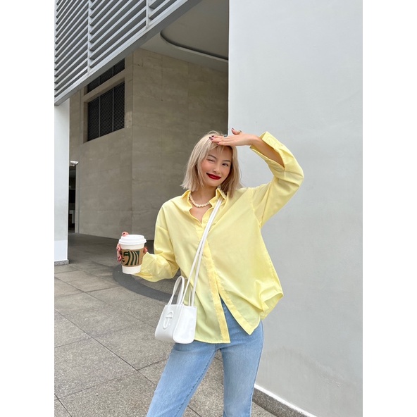 Áo sơ mi oversize màu pastel hot hit dáng rộng MIEU - HN02