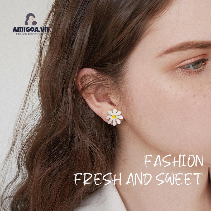 ✨✨Bông Tai Mạ Bạc 925 Hình Hoa Cúc Ngọt Ngào Thời Trang