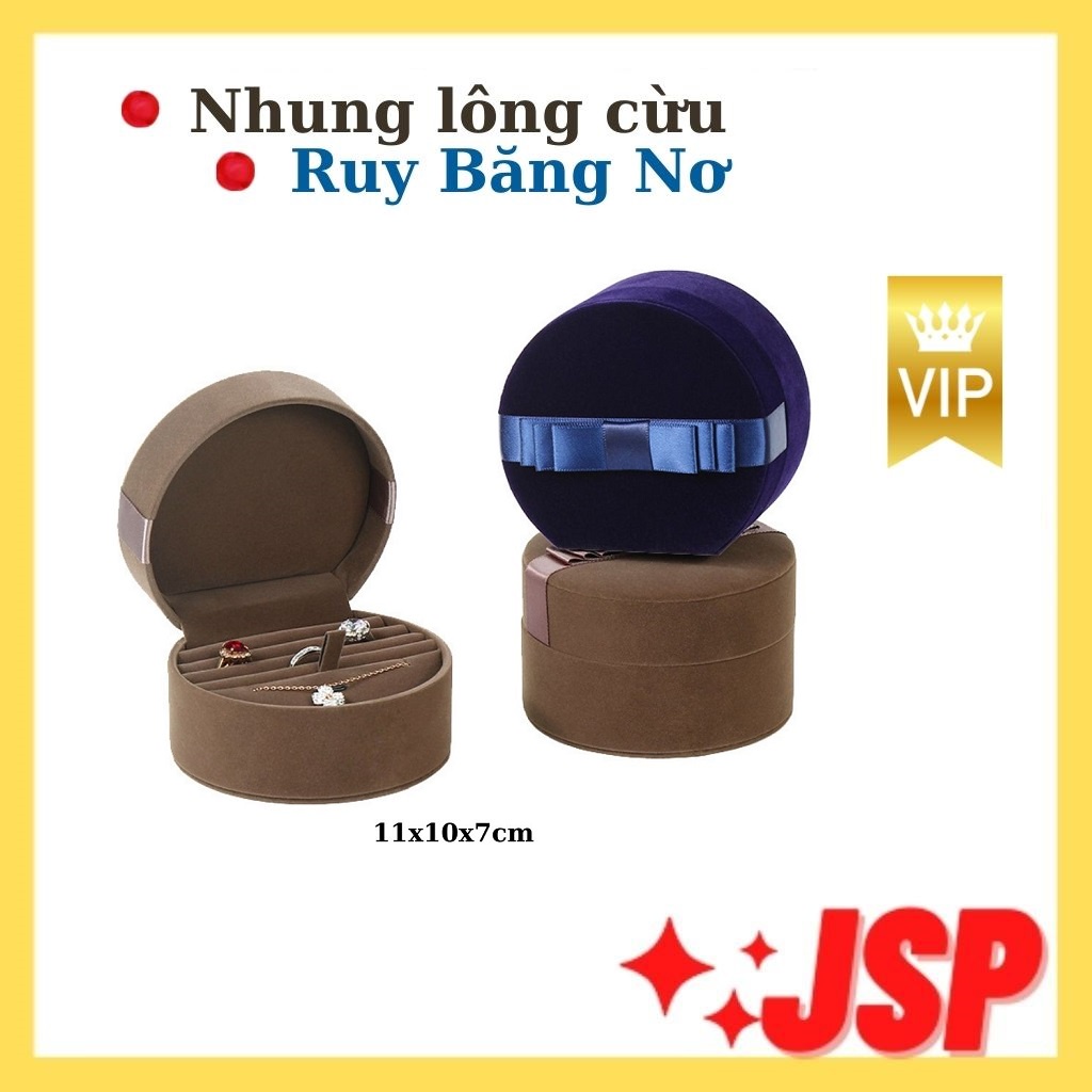 Hộp đựng trang sức bán nguyệt nỉ lông cưu cao cấp hộp đựng nhẫn dây chuyên bông tai nguyen set bộ nữ trang JSP.