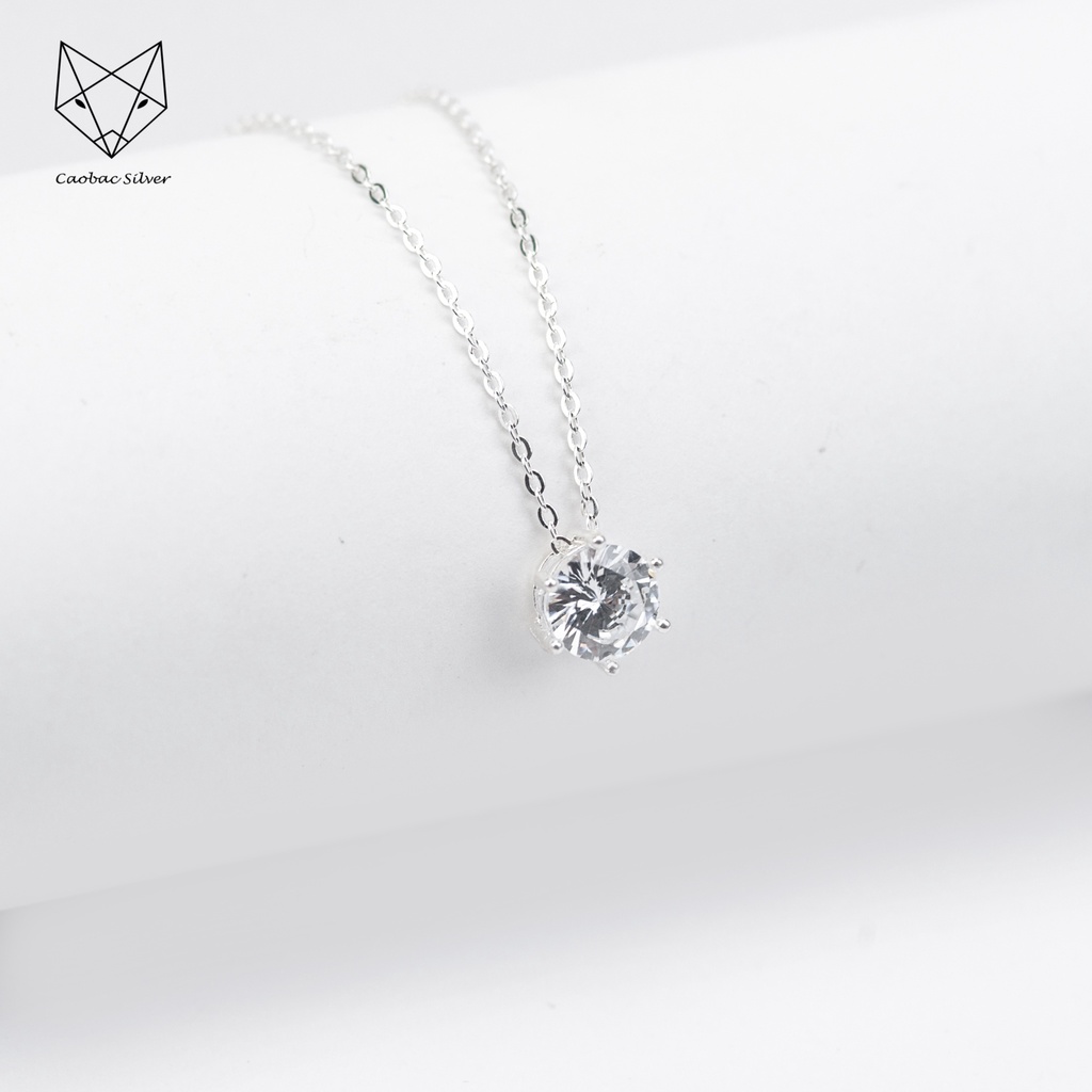 Dây Chuyền Bạc Ta S925 Cao Cấp Thanh Lịch CaoBac Silver Sáu Chấu Lấp Lánh Đơn Giản, Sang Trọng Cho Bạn Gái