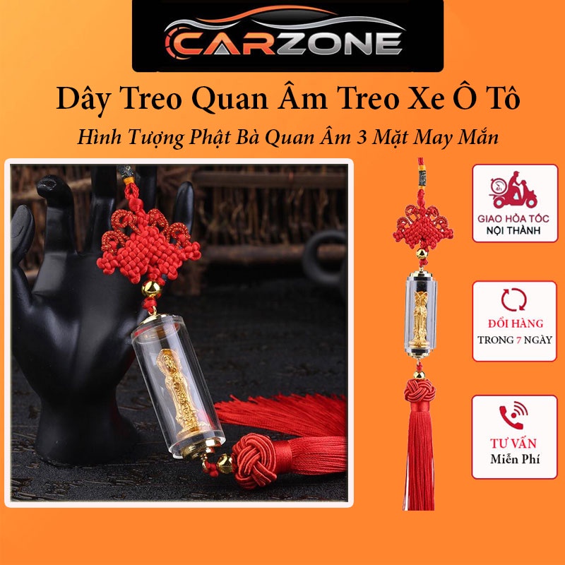 Dây Treo Xe Ô Tô Tượng Phật Bà Quan Âm 3 Mặt - Dây Treo Trang Trí Ô Tô Gương CARZONE.TOP