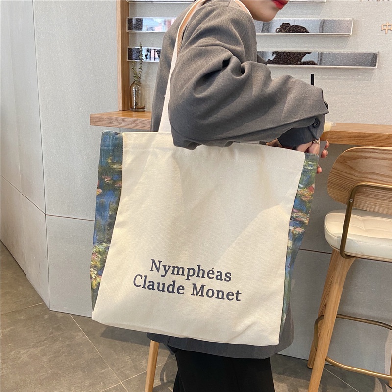 Túi xách IELGY vải bạt sức chứa lớn đeo vai phiên bản thời trang mua sắm Nhật Hàn cho nữ