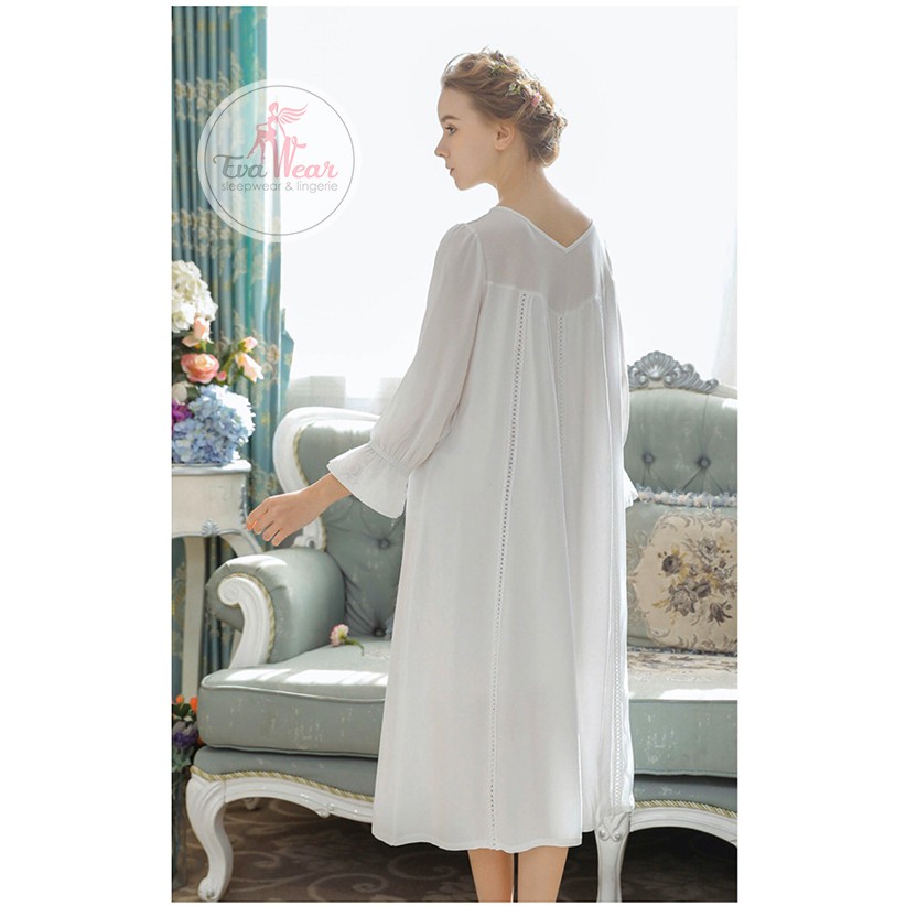 Đầm ngủ dài tay  2 lớp phong cách vintage