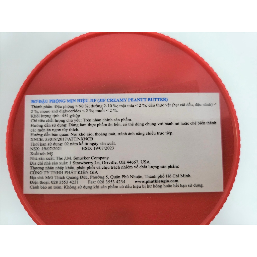[454g – NẮP ĐỎ] BƠ ĐẬU PHỘNG MỊN [USA] JIF Creamy Peanut Butter