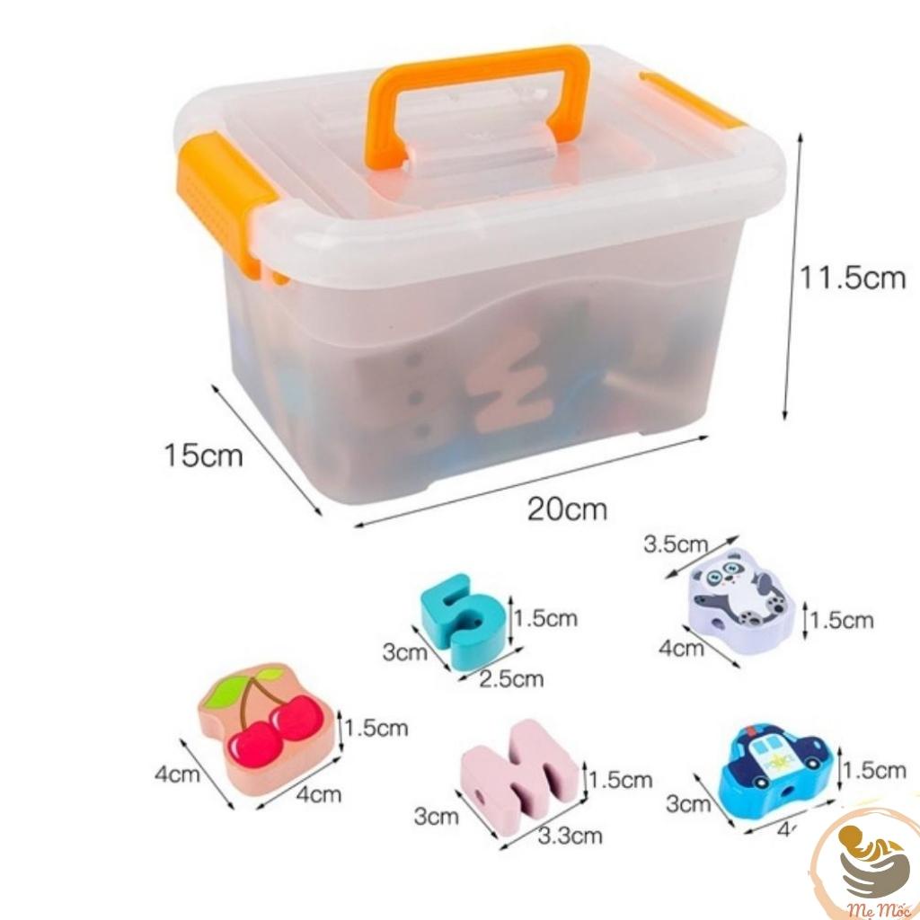 Bộ Luồn Xâu Chữ Cái, Số Và Phương Tiện Giao Thông Bằng Gỗ Cho Bé Sáng Tạo 64 Chi Tiết Shop Mẹ Mốc, L64CT