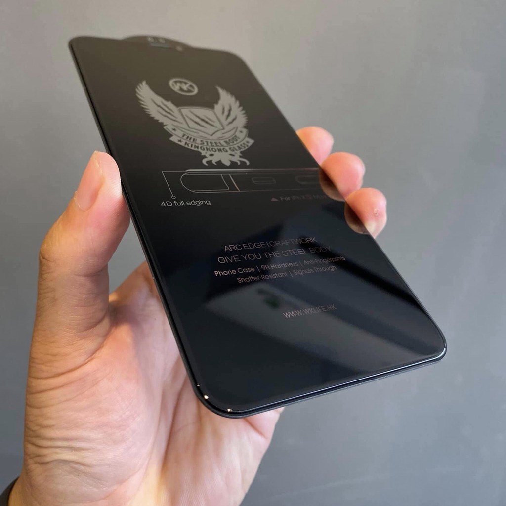Kính Cường lực KingKong Chống Nhìn Trộm Chống Vân Tay 4D hãng WK Wekome IPhone 7Plus 8PLus 11 12 13 14 Pro Max