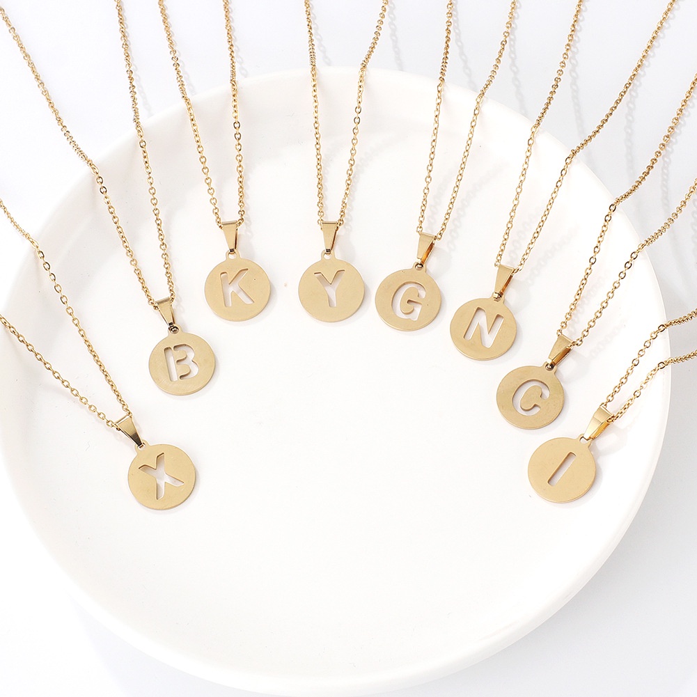 Dây chuyền mặt dây hình chữ cái từ A-Z bằng thép không gỉ thời trang