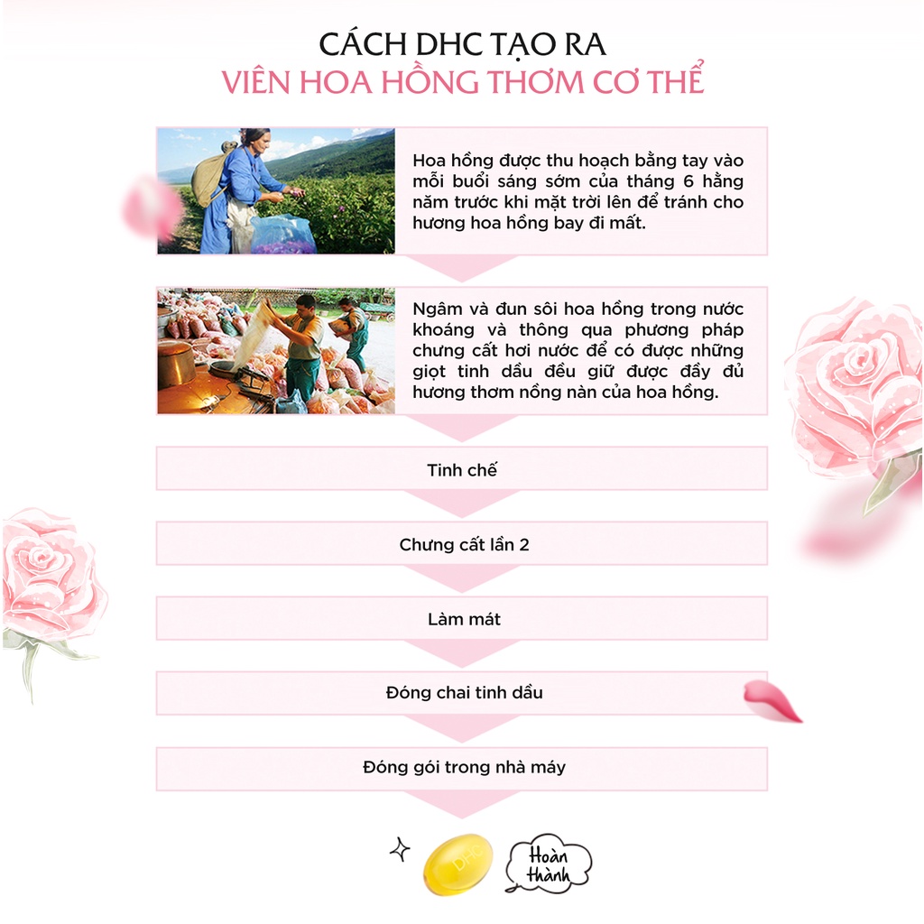 Viên uống hương hoa hồng DHC Bulgarian Rose Capsule tạo hương thơm tự nhiên 30 ngày (30 viên)