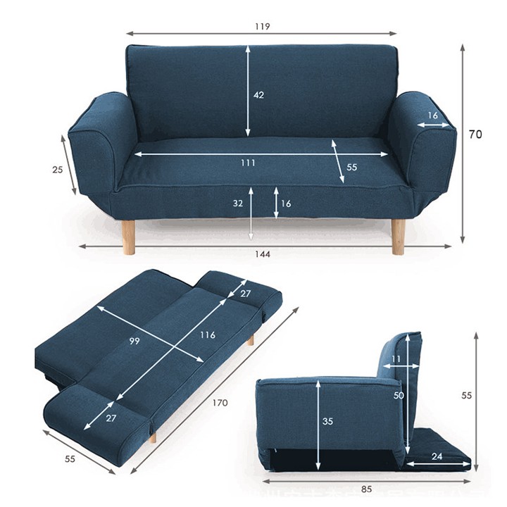Ghế sofa giường đa năng, chất liệu vải lanh ,có ngả lưng, ngả tay