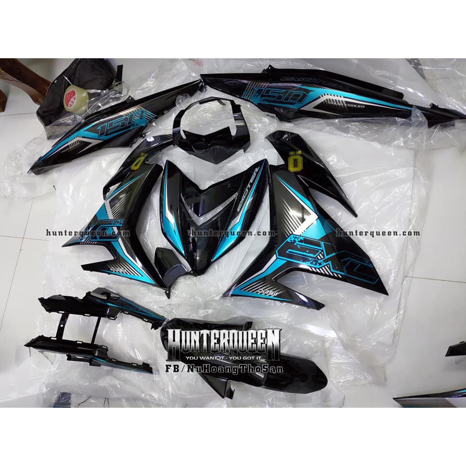 Tem Exciter 150 đen, xanh ngọc. Thay đổi màu sắc và chi tiết theo yêu cầu. Sắc nét, bền màu
