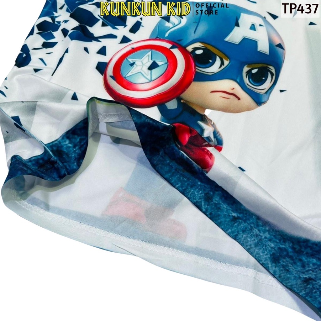 Quần áo bé trai size đại từ 10kg- 40kg chất thun lạnh in 3d hình đội trưởng mỹ captain america KunKun Kid TP437