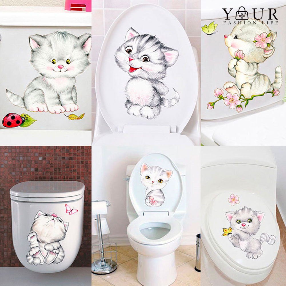 Đề Can Dán Nắp Bồn Cầu Hình Mèo Dễ Thương