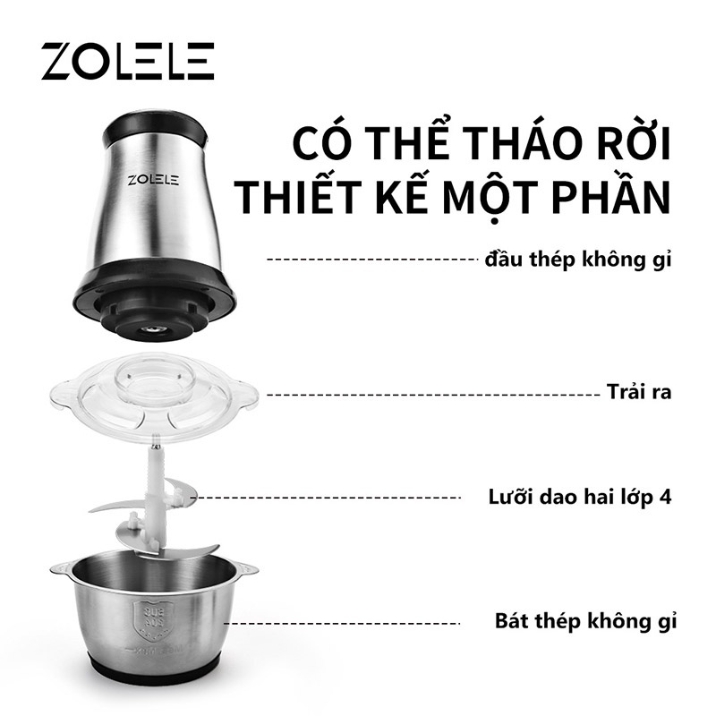 Máy xay thịt Zolele Zd002 mới xử lý nhanh thực phẩm bếp 2L 2022