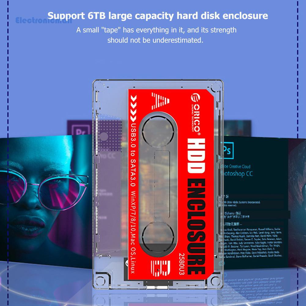ElectronicMall01 ORICO 2580U3 USB 3.0 Hard Disk Case Transparent 2.5 inch SATA HDD SSD Box