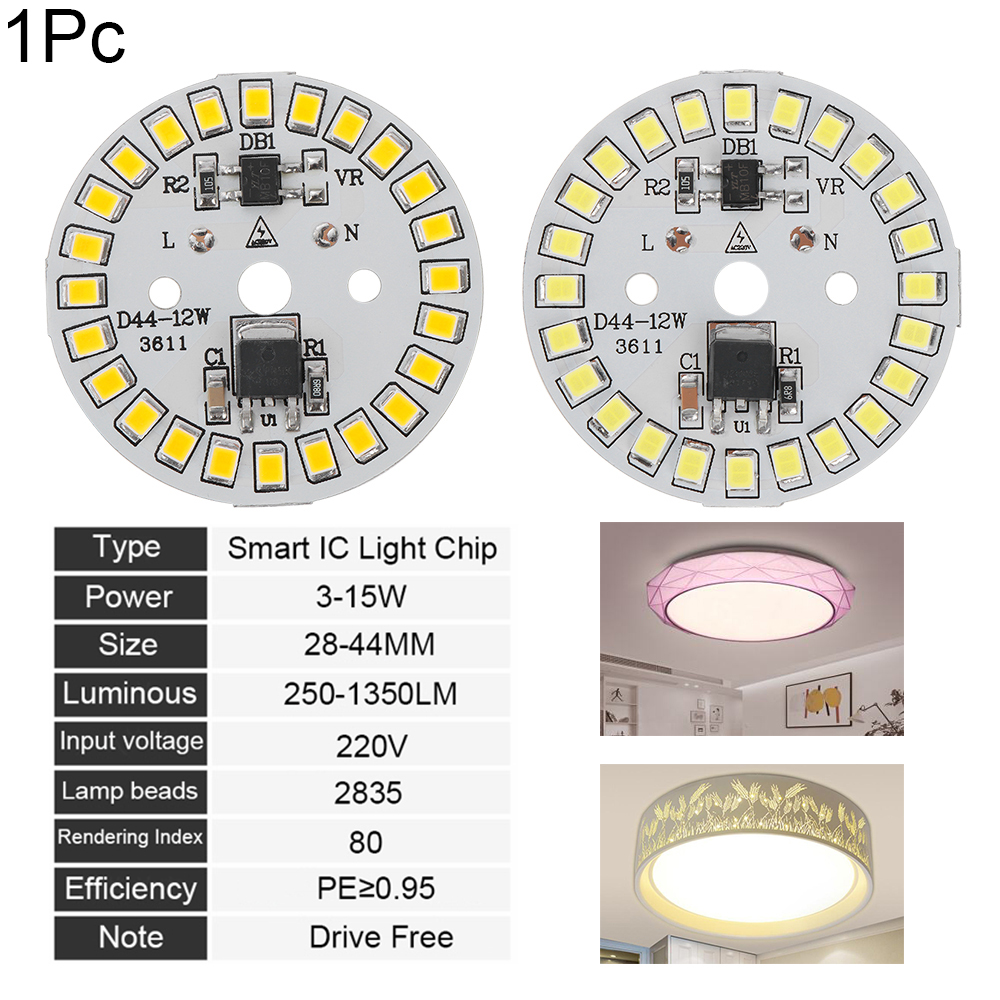 ❤LANSEL❤ 1Pc Round 2835 SMD Warm White/White Light Plate LED Chip 15W 12W 9W 7W 6W 5W 3W New Smart IC Driver AC220V Bulb Lamp Bean/Multicolor