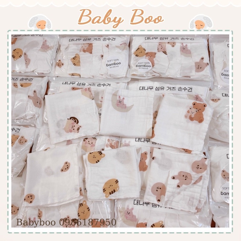 Khăn xô khăn sữa sợi tre 4 lớp set 6 chiếc - Babyboo