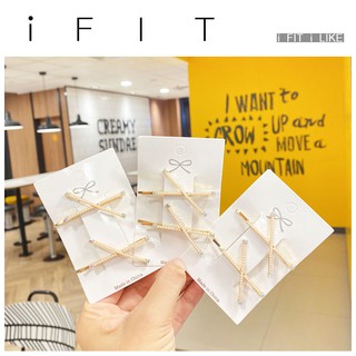 Set 2 kẹp tóc iFIT đính ngọc trai phong cách Hàn Quốc thời trang nữ dễ thương
