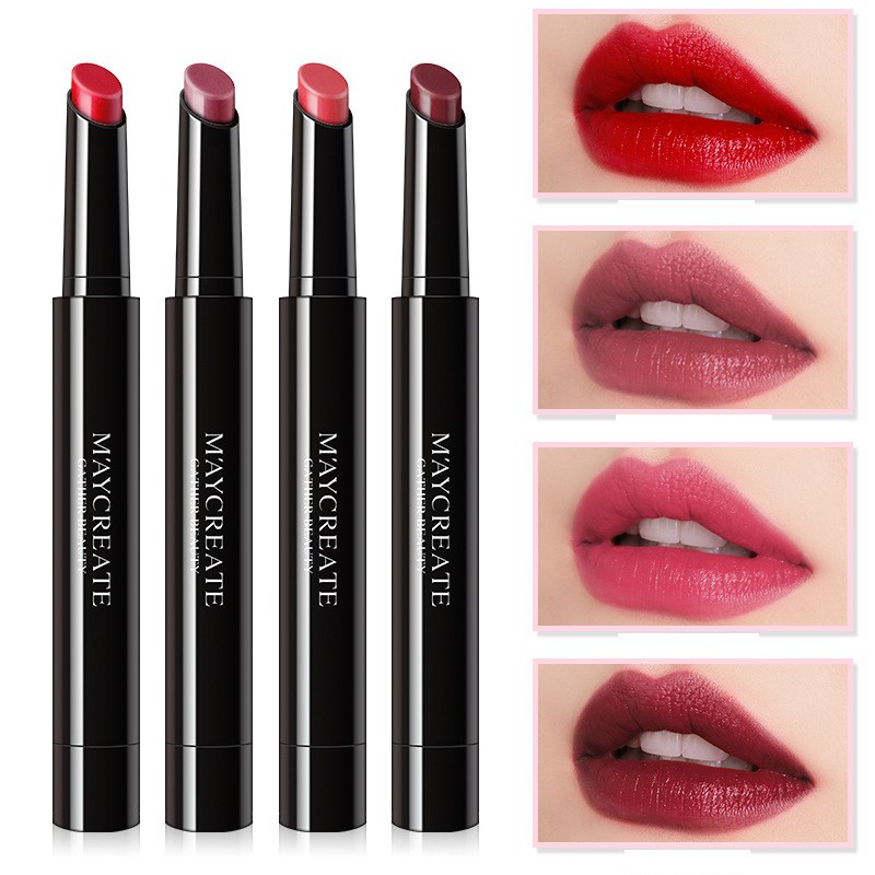 Son sáp lì có dưỡng vỏ đen dạng bút Maycreate-W18-D12T2