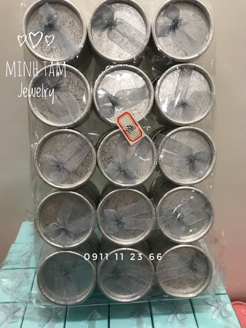 Hộp đựng nhẫn hình tròn có nơ -Minh Tâm Jewelry