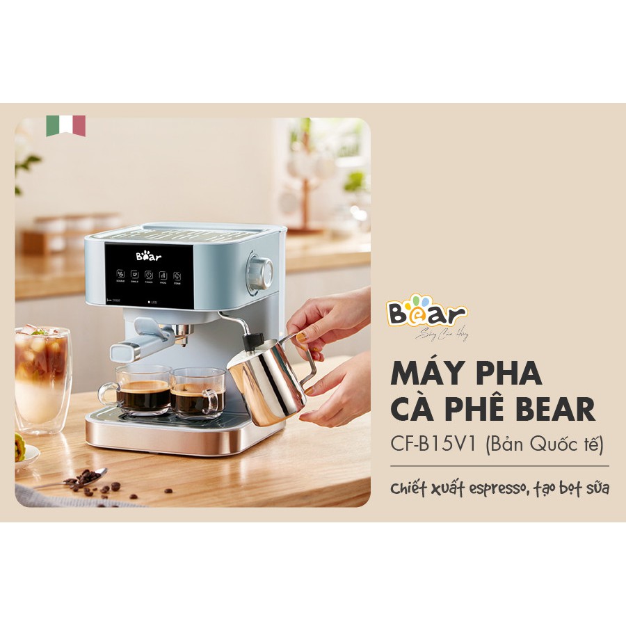 Máy Pha Cà Phê Mini, Cafe, Espresso, Tự Động Tạo Bọt Sữa Bear Bản Quốc Tế BH 18 Tháng