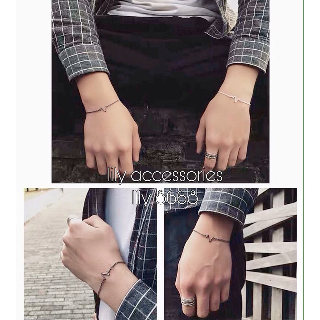 Heartbeat Charm Bracelet lắc tay vòng tay nhịp tim cho cặp đôi nam nữ