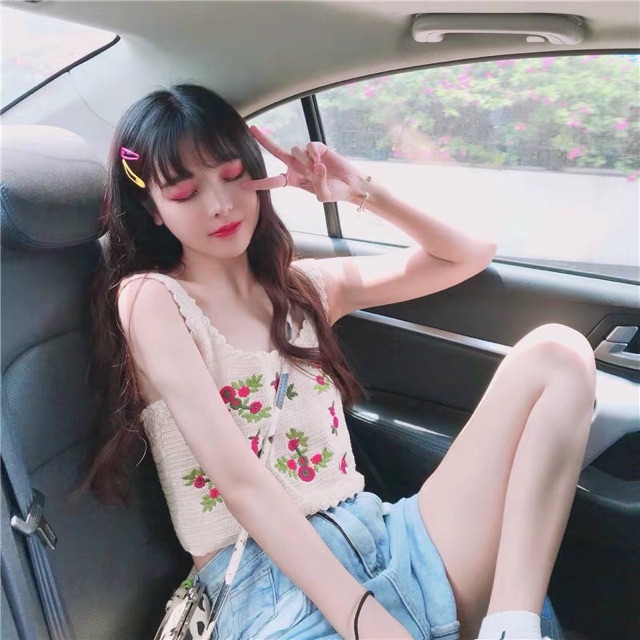 ÁO CROPTOP NỈ HOA