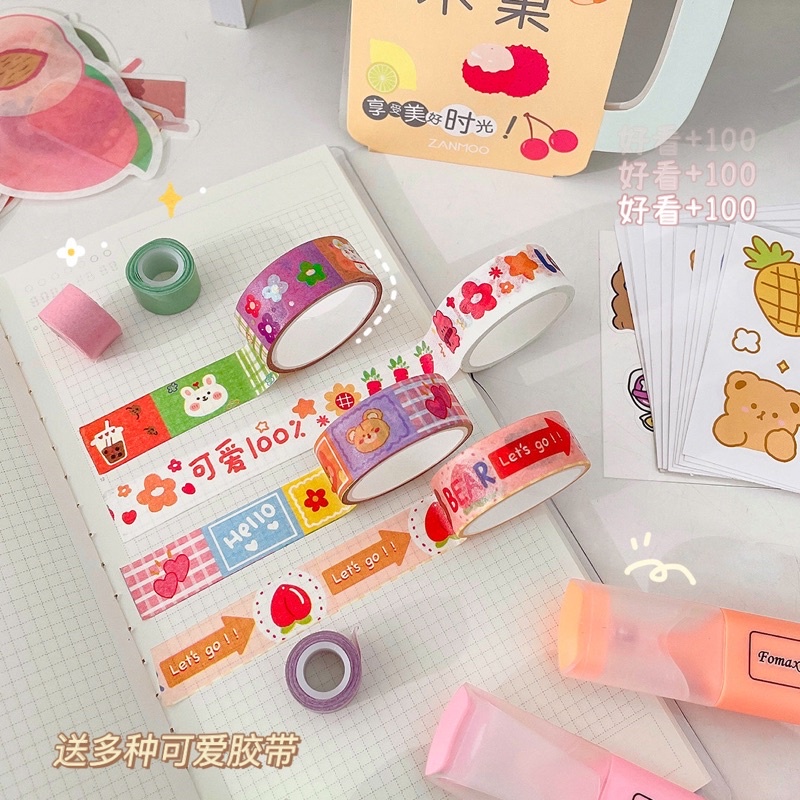 [Mã LIFEXANH03 giảm 10% đơn 500K] Washi Tape Dễ Thương Bất Kì 1.5cmx 3m