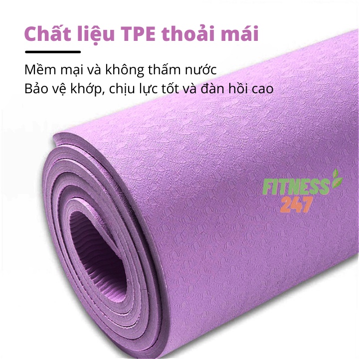 Thảm Yoga TPE Chống Trượt, Thảm Tập Yoga Gym Định Tuyến Cao Cấp Dày 6mm, 8mm Tập Tại Nhà (Tặng kèm túi)