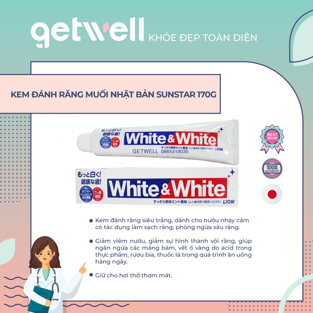 KEM ĐÁNH RĂNG LÀM TRẮNG RĂNG WHITE &amp; WHITE 150G