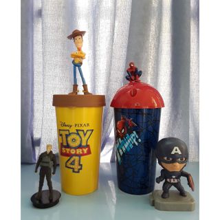 Ly cao bồi + Ly người nhện + Topper Huntergame + Mô hình Captain