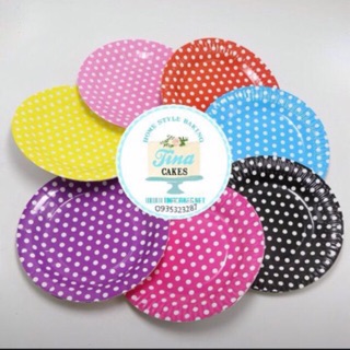 Đĩa giấy sinh nhật loại lớn 19cm chấm bi nhiều màu