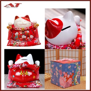 Mèo thần tài may mắn có ống heo (12x14x14cm)