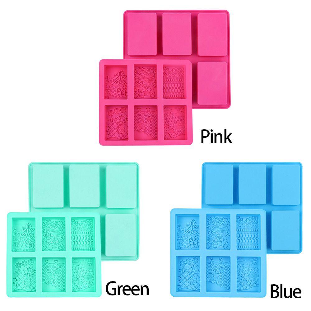 Khuôn Silicone Làm Xà Phòng 6 Ngăn Tạo Họa Tiết 3D DIY