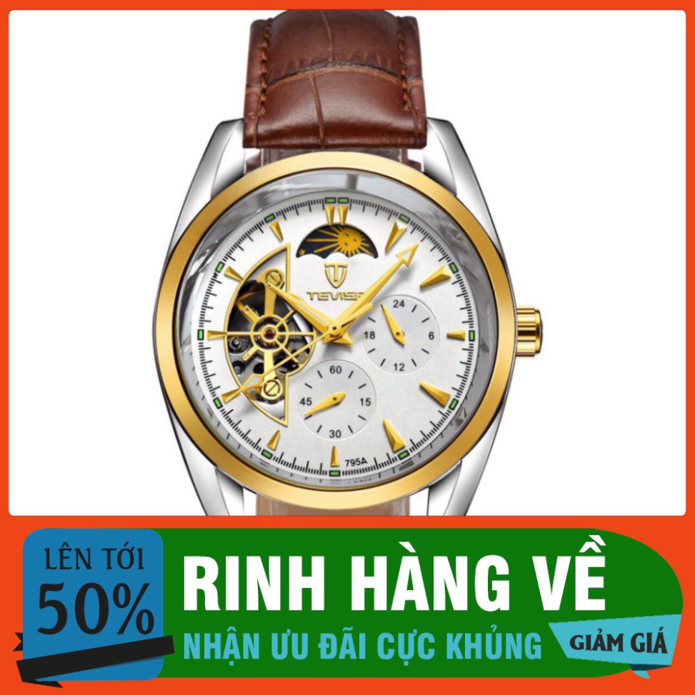 SIÊU SALE Đồng Hồ Dây Da Kim Nam Tevise đẹp cao cấp chính hãng giá rẻ máy cơ phong cách lịch lãm HÀNG CỰC CHẤT