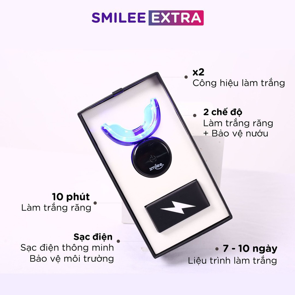 Trắng răng tại nhà Smilee Extra, trắng từ 3 đến 6 tone sau 1 liệu trình, ngăn ngừa sâu răng, viêm nướu. Hàng chính hãng