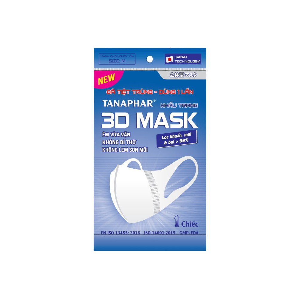 Khẩu trang 3D mask người lớn, khẩu trang y tế ngăn khói bụi, ngăn vi khuẩn virus bảo vệ sức khỏe - Túi 1 Chiếc