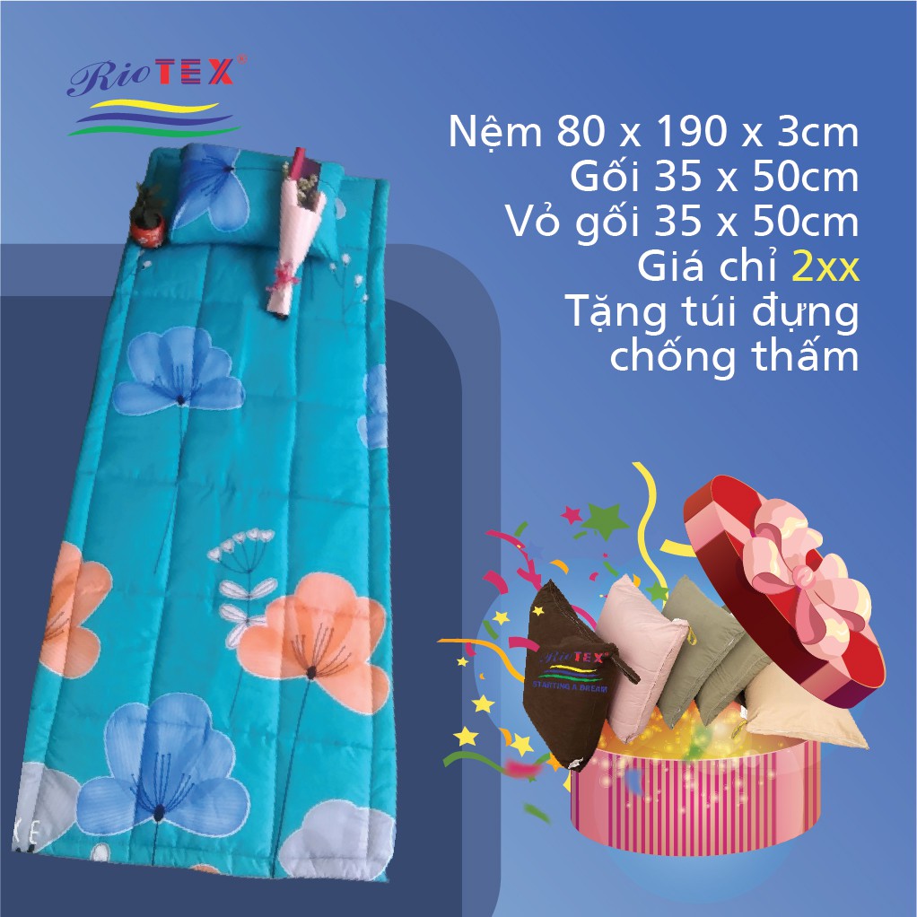 {Giá xuất tận xưởng} Nệm ngủ văn phòng RIOTEX 80x190cm tiện lợi Tặng kèm gối nằm