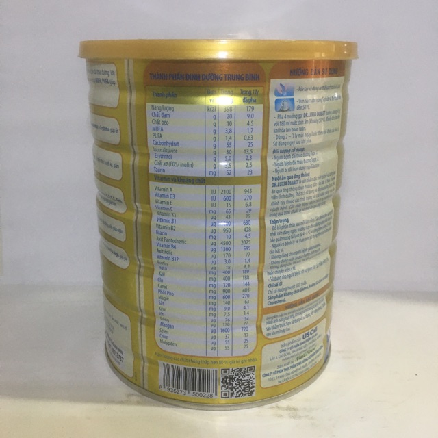 Sữa bột DR Luxia DIABET ( Giải pháp cho người tiểu đường ) lon 900g date: 05/2023