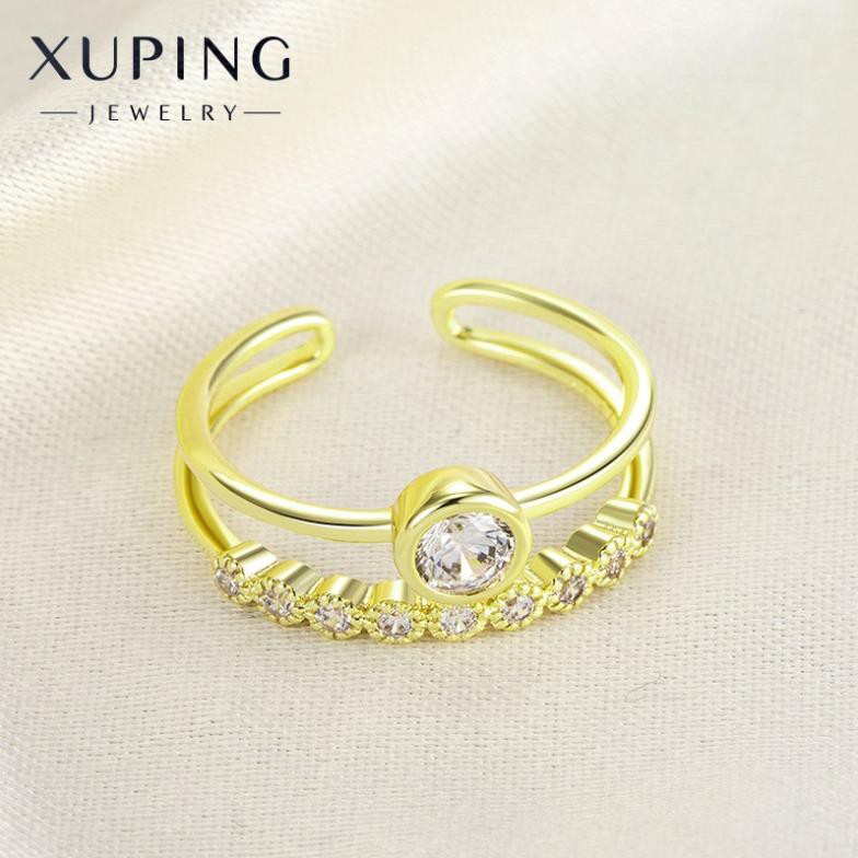 Nhẫn Nữ Mạ Vàng 14K, Đính Đá ECZ, Phong Cách Cổ Điển Sang Trọng - XPN37